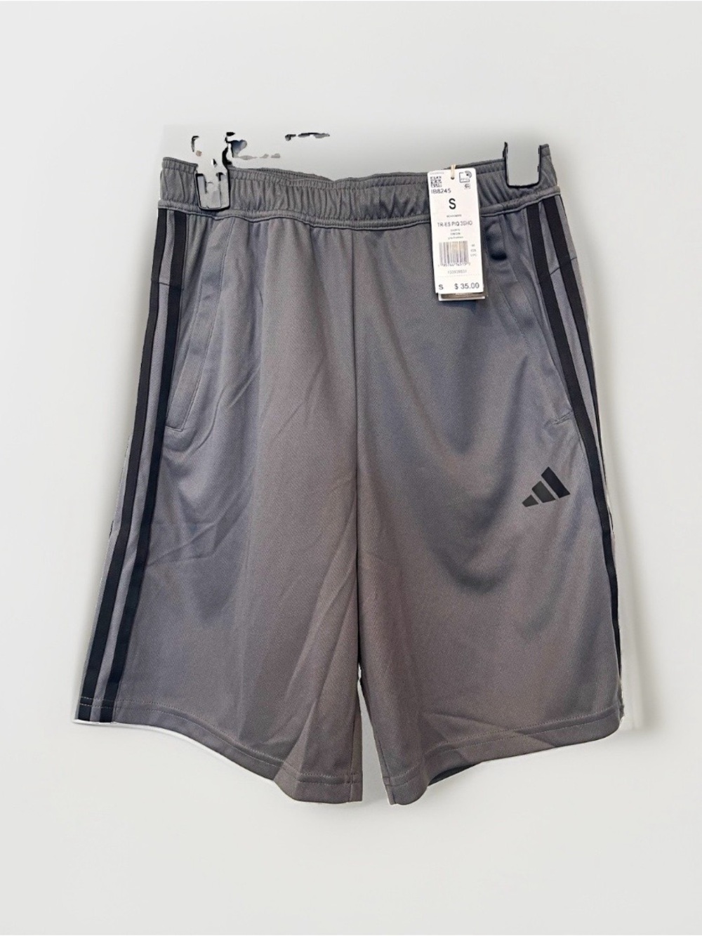 Adidas Train Essentials Pique 3-Stripes Shorts Men's Size S NWT Grey